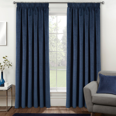 Oxford (Blackout) Pencil Pleat, Navy - Ready Made Curtains - Image 3